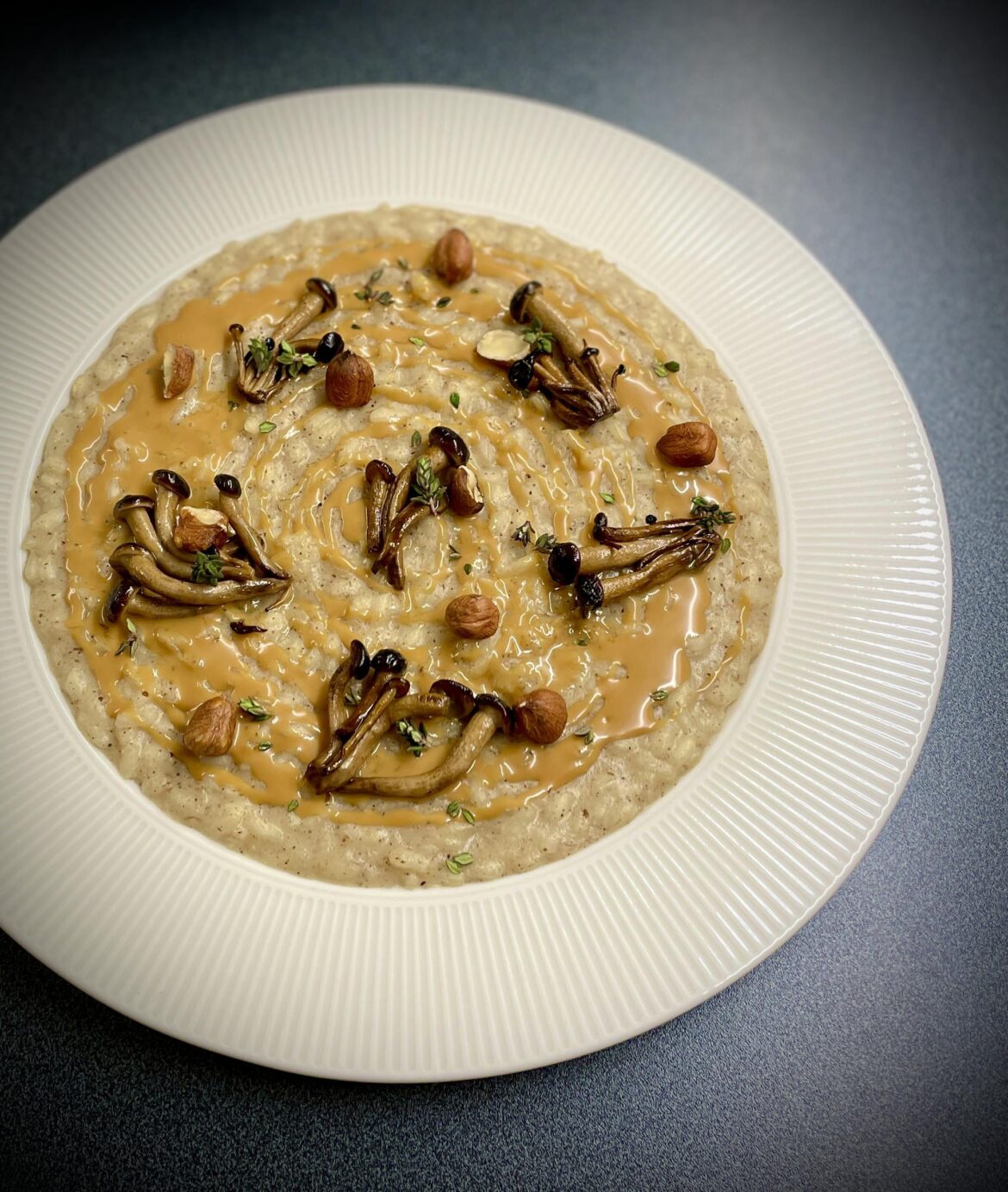 Risotto with Miso, Pioppini and Hazelnut Butter