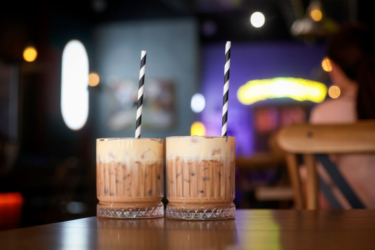 Two glasses of egg coffee