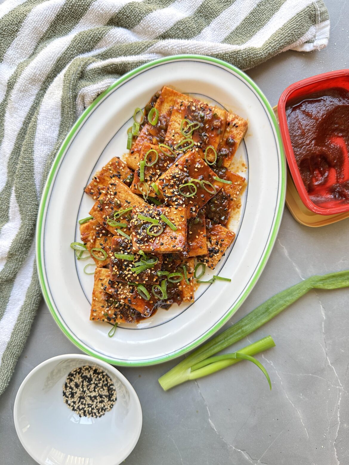 Korean spicy braised tofu