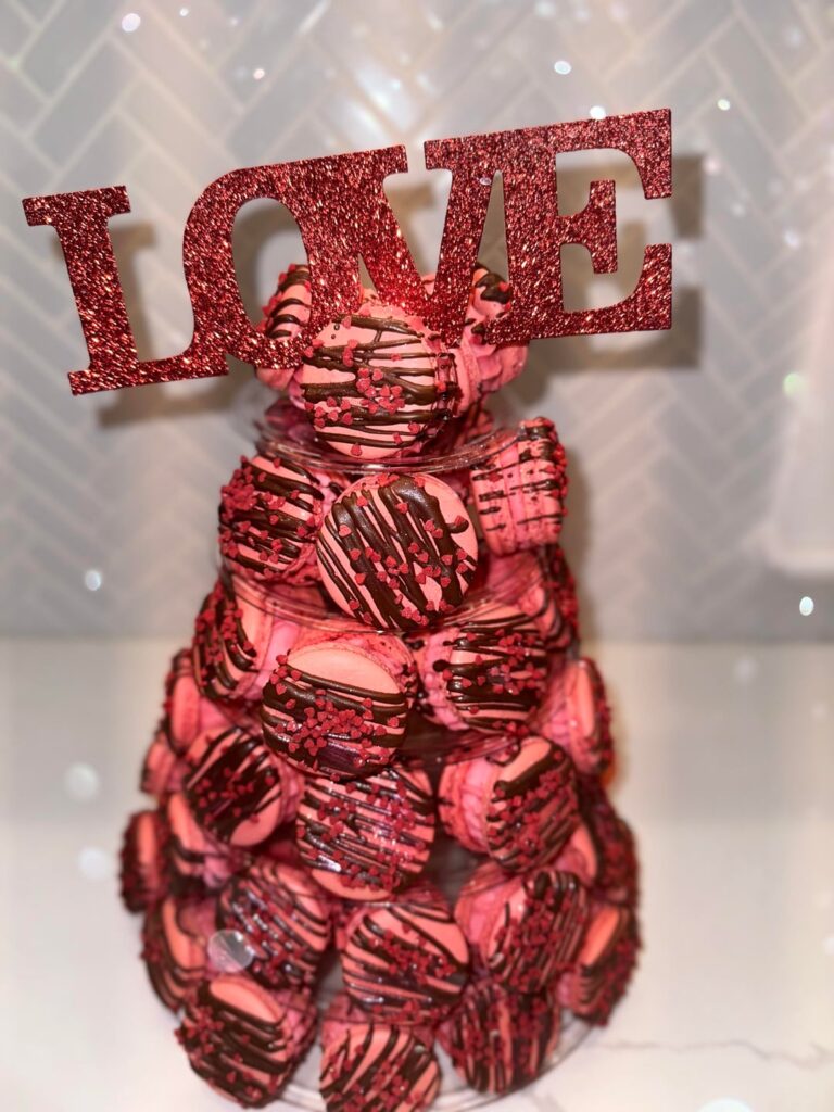 Strawberry chocolate covered Macarons