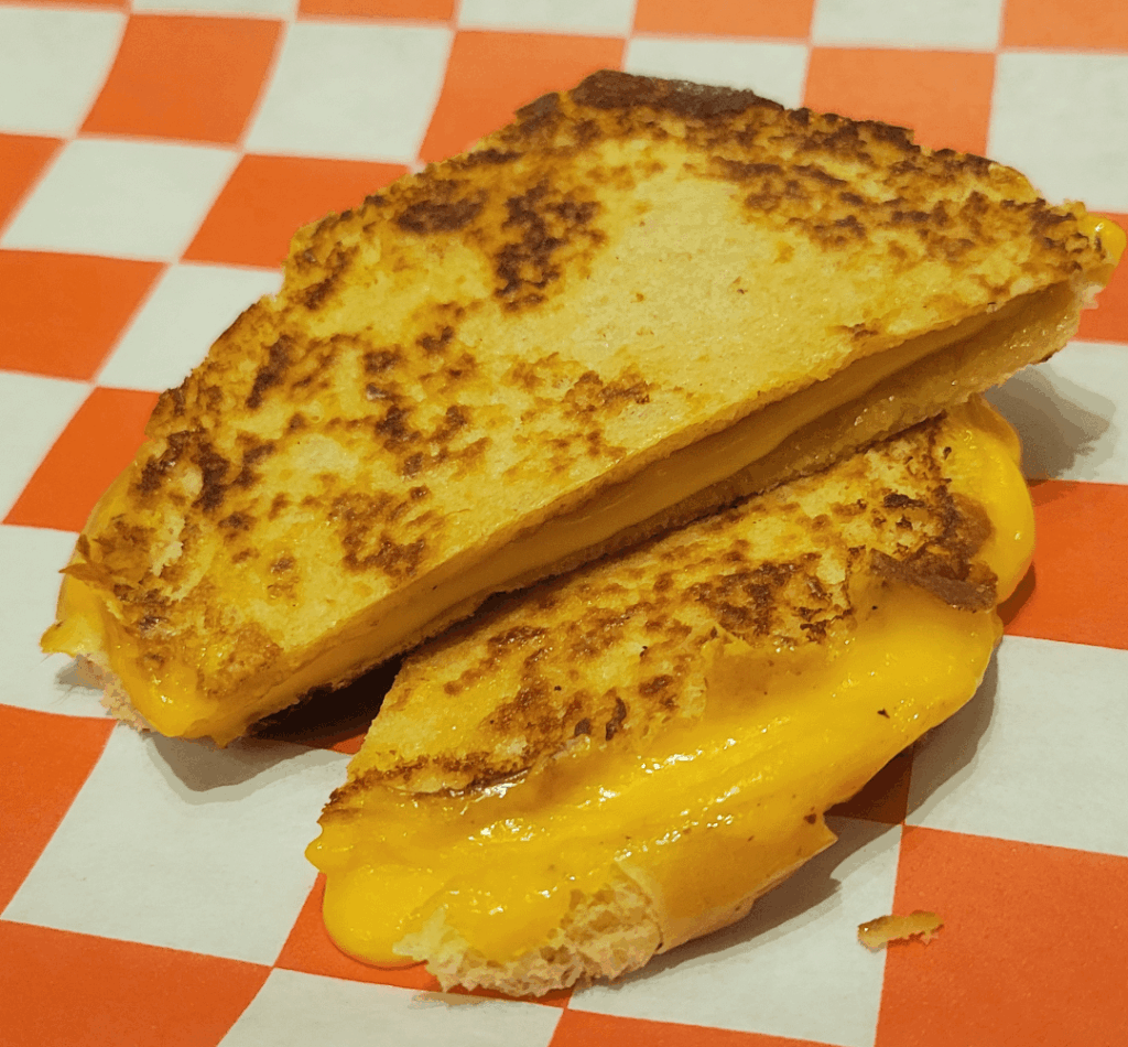 Freshly made on potato bread with the crust cut off.