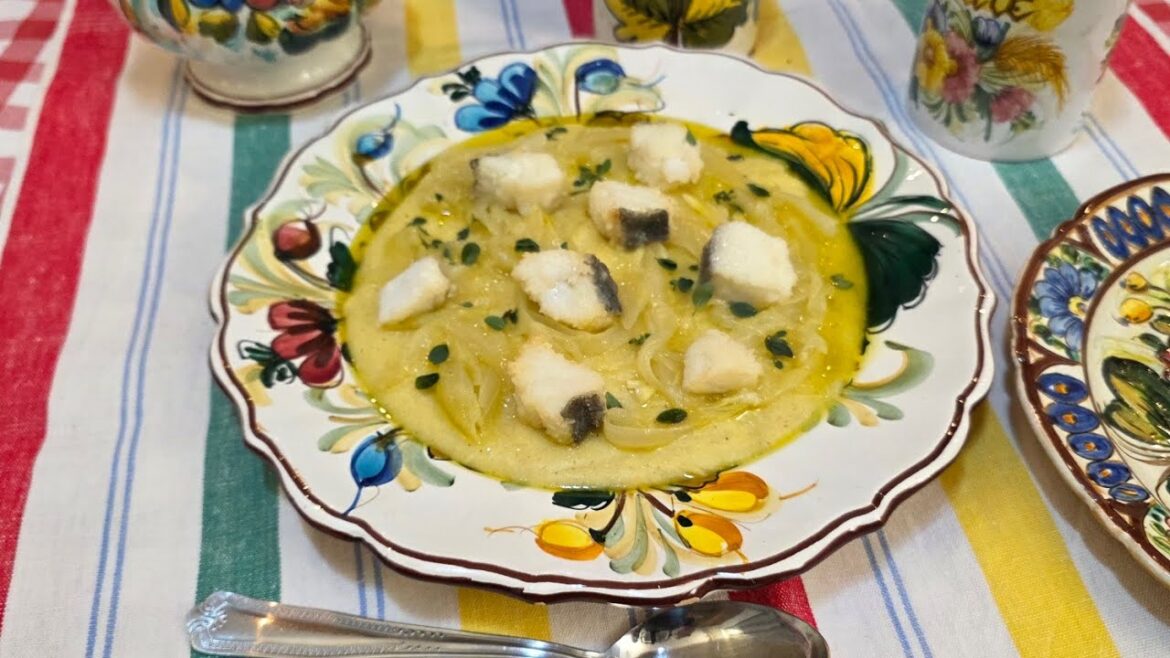 POLENTA IN BIANCO CON CIPOLLA E BACCALÀ