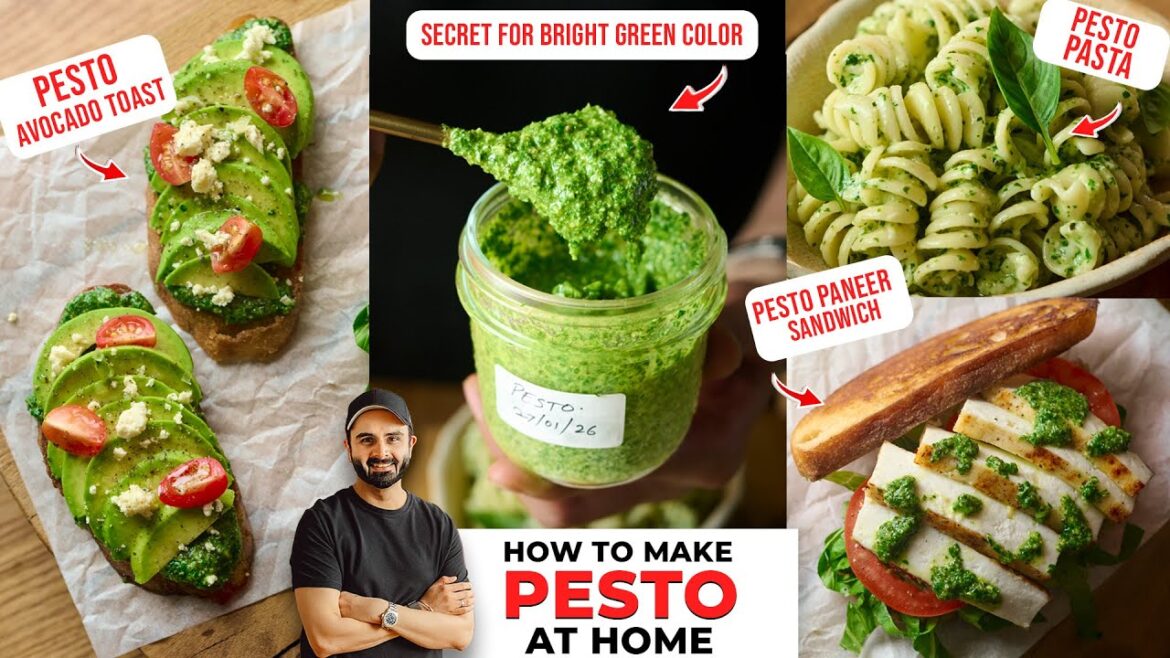 How to make BASIL PESTO at Home | Pesto Pasta, Avocado Toast & Paneer Sandwich | Chef Sanjyot Keer