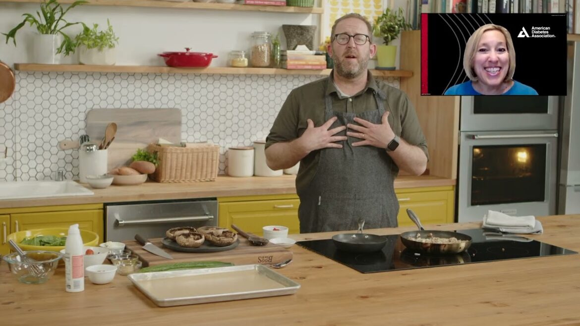 How to Make Turkey-Stuffed Portobello Mushrooms with Feta, Spinach, & Pecan Salad | Diabetes Cooking