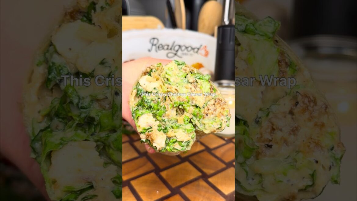 #ad Crispy Chicken Caesar Wrap using  @realgoodfoods_! Full recipe in description. Follow for more!