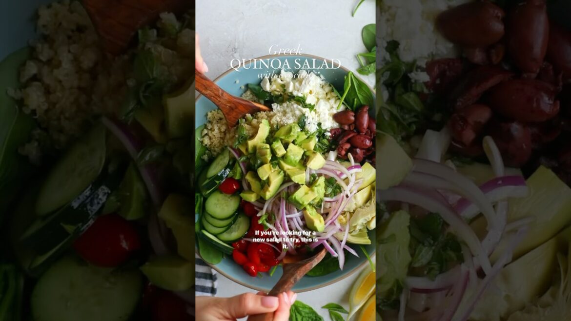 Greek Quinoa Salad with Avocado #shorts #salads #mealprep