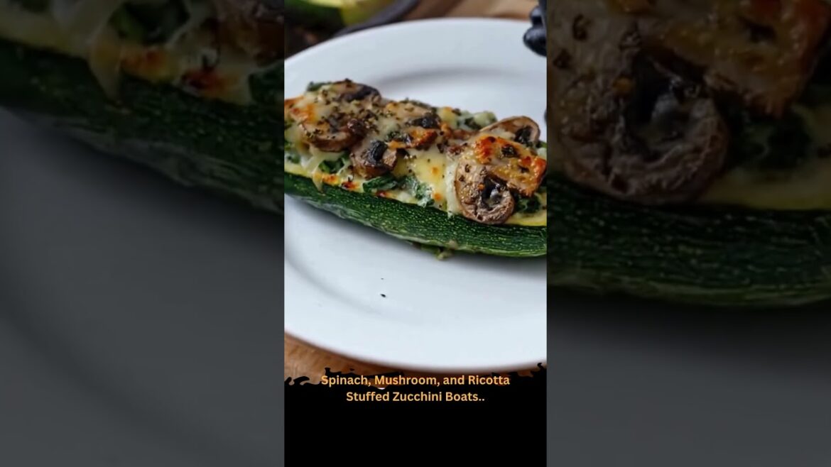 Spinach, Mushroom, and Ricotta Stuffed Zucchini Boats