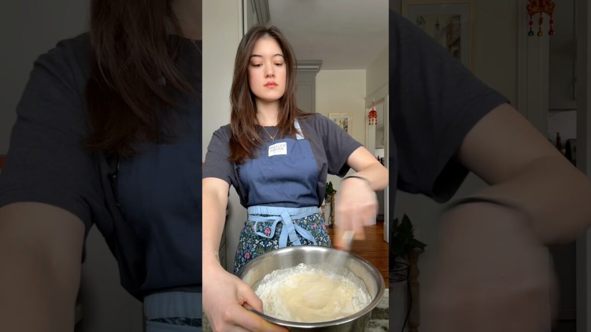 Making fluffy blueberry pancakes from scratch