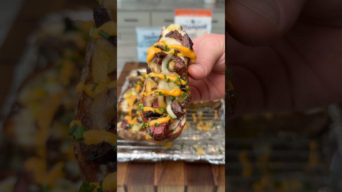 Steak Loaded Potato Skins | Potato Recipe #food