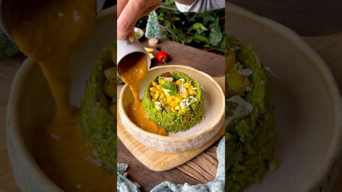 Green Rice with Creamy millet sauce #millet #ricebowl #ricerecipe #meals #lunch #healthyfood #food