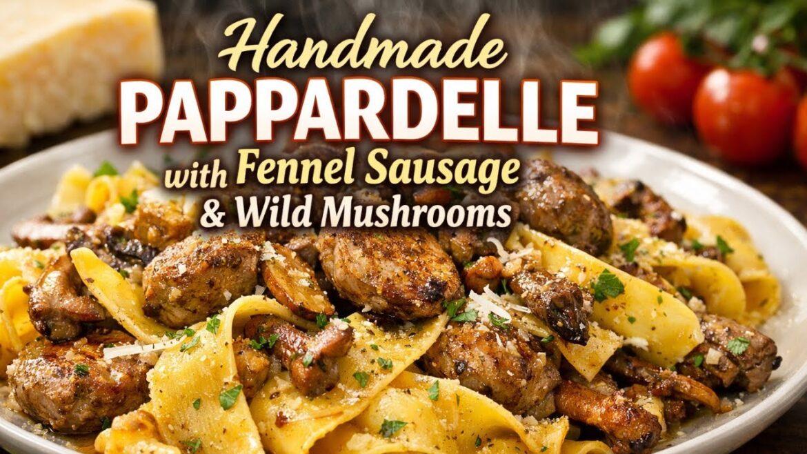 Handmade Pappardelle with Fennel Sausage and Wild Mushrooms