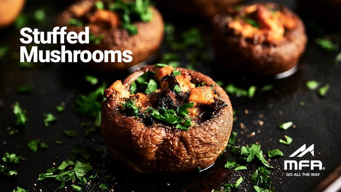 Stuffed Mushrooms with Feta Cheese & Parsley | Low Calorie Snack