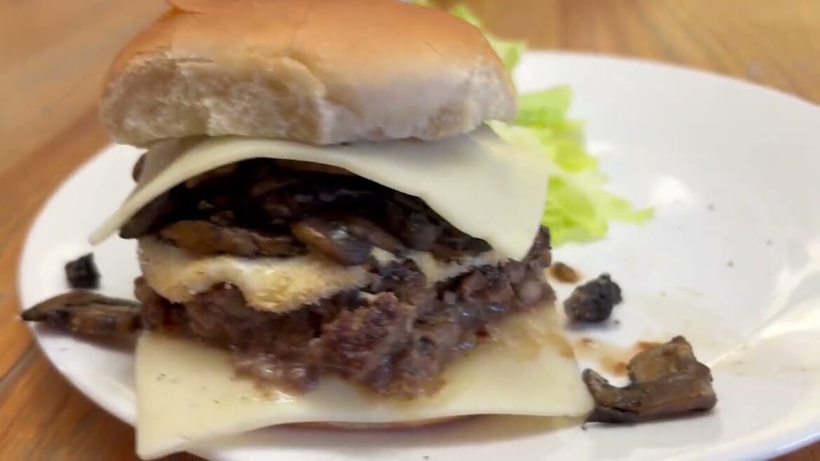 Mouth Watering Mushroom Swiss Burger Recipe