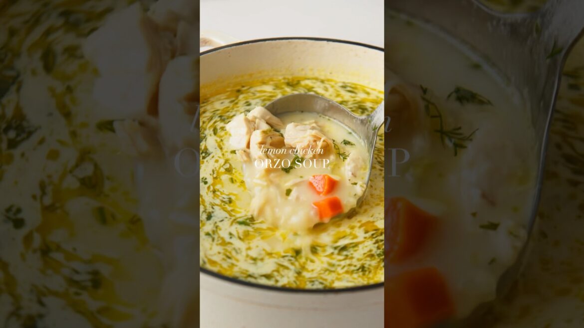 The Lemon Chicken Orzo Soup of your dreams. #soup #easyrecipe #onepotmeal #orzo