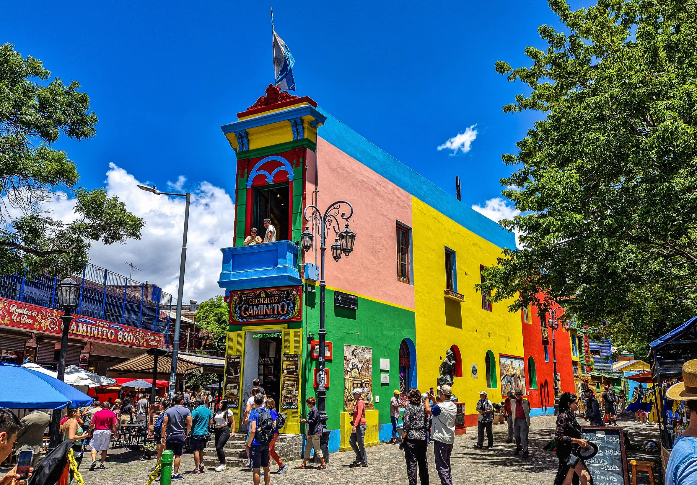 Colorful buildings in Caminito street in La Boca, Buenos Aires.