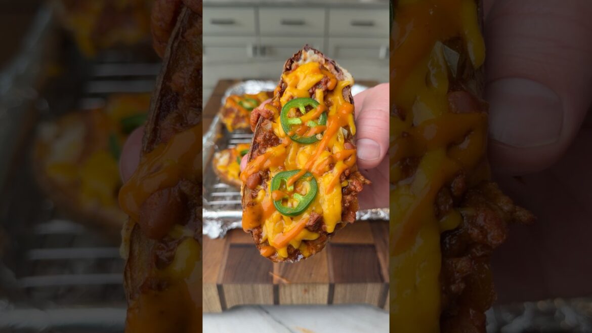 Chili Cheese Potato Skins | Chili Potato Recipe #food