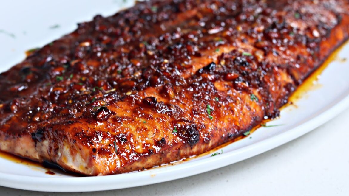 Quick and Easy Honey Garlic Baked Salmon.