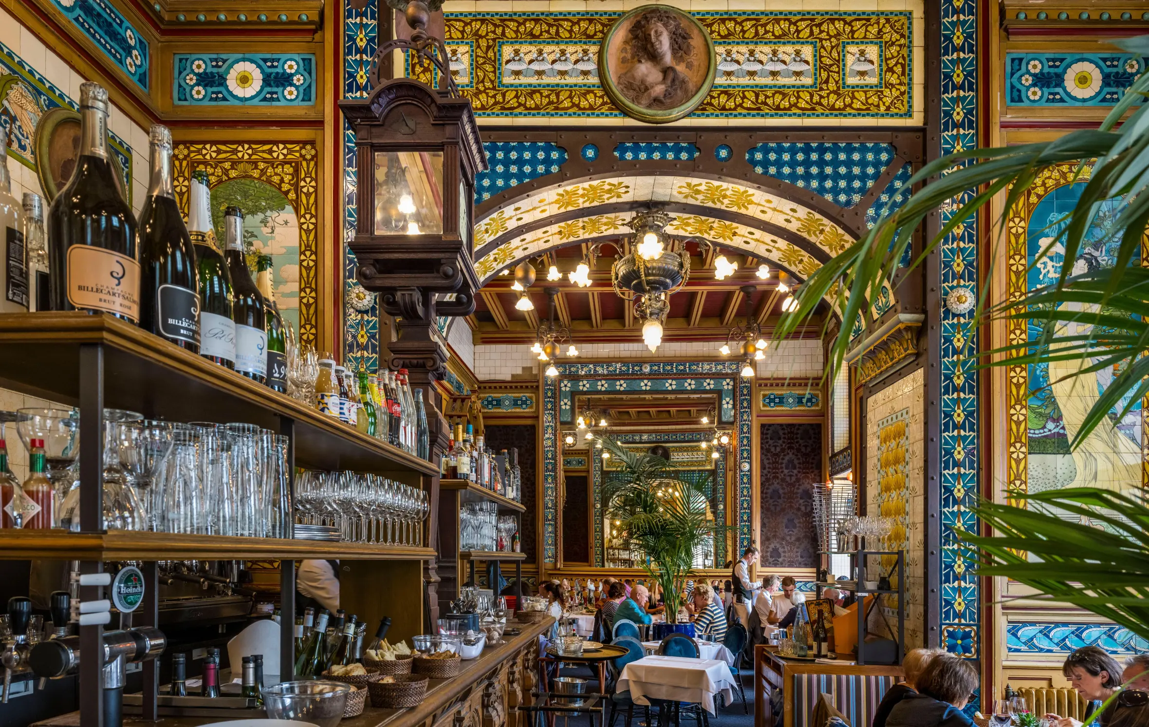 Art Nouveau interior of La Cigale brasserie in Nantes, France.