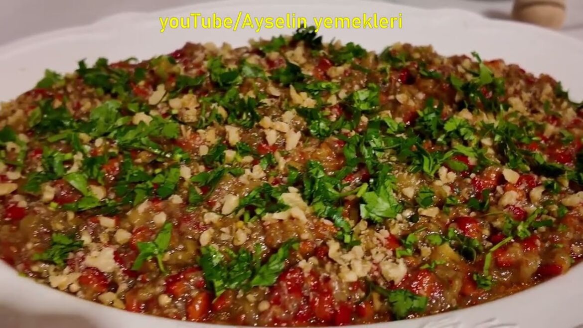 KÖZ PATLICAN BİBER MEZESİ -PATLICAN SALATASI KAHVALTIDA VEYA YEMEĞİN YANINA Turkish Eggplant Meze