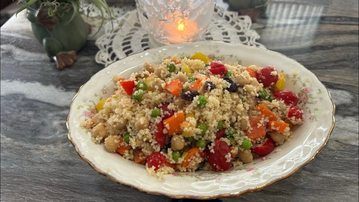 Calorie Friendly Garbanzo Bean, Couscous, and Vegetable Salad
