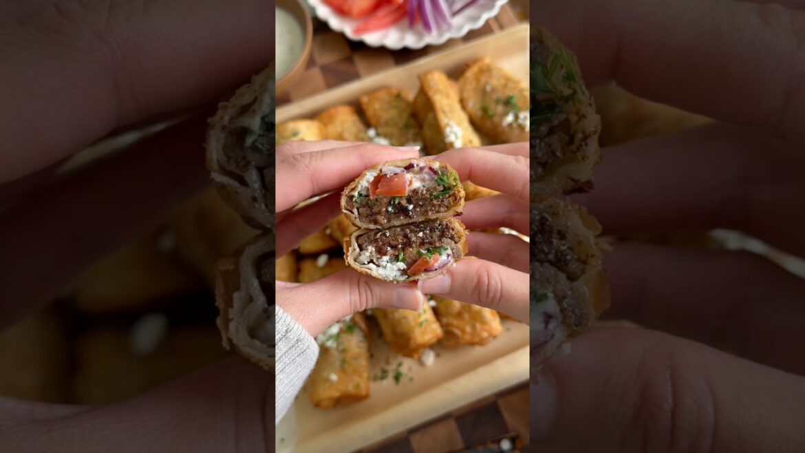 Gyro Egg Rolls #ad Using @theprimalkitchen new Tzatziki grass-fed dairy dressing, now at Whole Foods