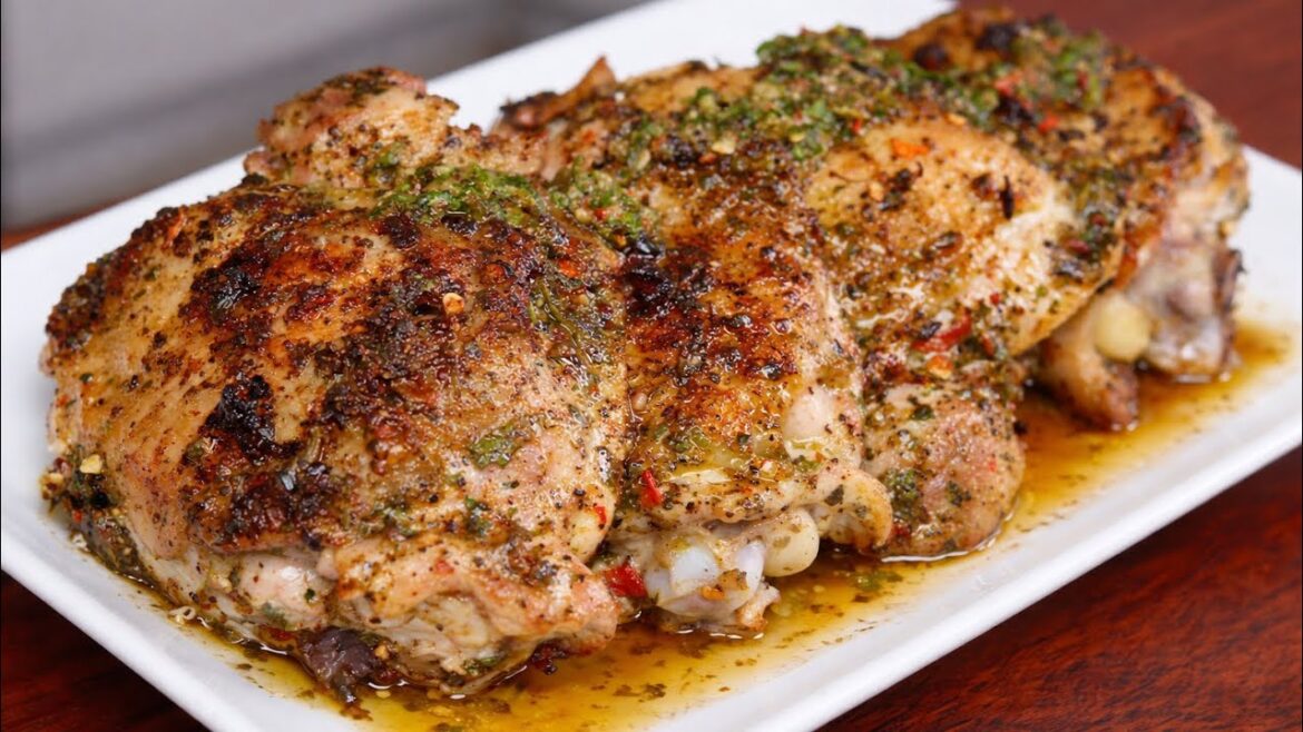 Crispy Baked Chimichurri Chicken Thighs | Easy Juicy Oven Recipe
