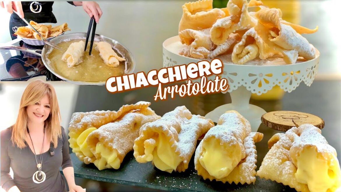 CHIACCHIERE ARROTOLATE ALLA CREMA BOLLOSE e CROCCANTI impasto veloce alla Panna