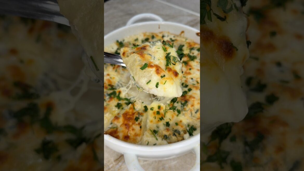 Chicken Alfredo Stuffed Shells #recipe #chickenalfredostuffedshells #comfortfoods