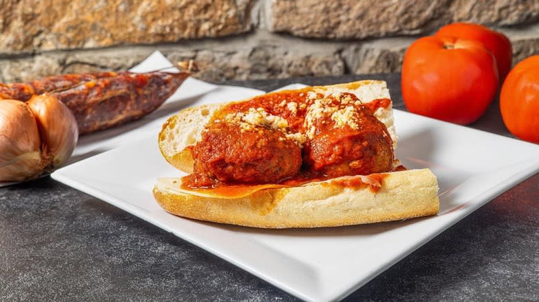 A meatball sub at Bricco Salumeria in Boston
