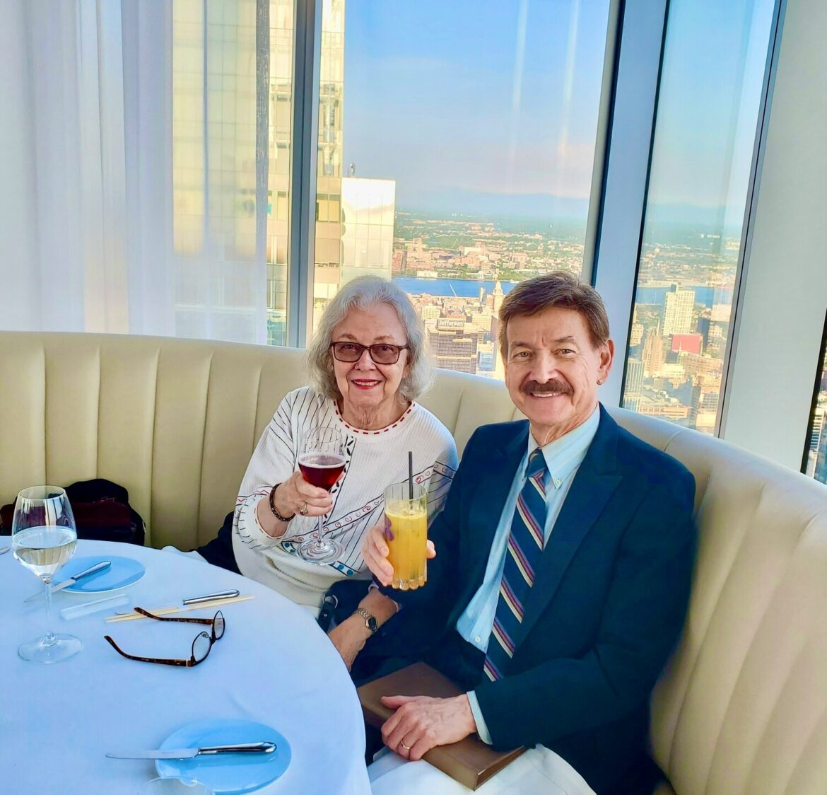 Trying to make up for all those decades of eating baked beans and white bread, Len and Jeanette Lear are traversing the culinary landscape, including a recent visit to Jean Georges on the 59th floor of the Four Seasons Hotel in Center City.
