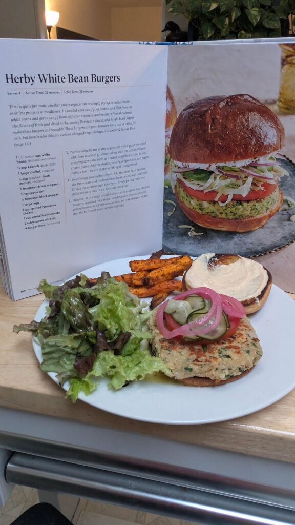 Herby white bean burger from the feel good foodie cookbook