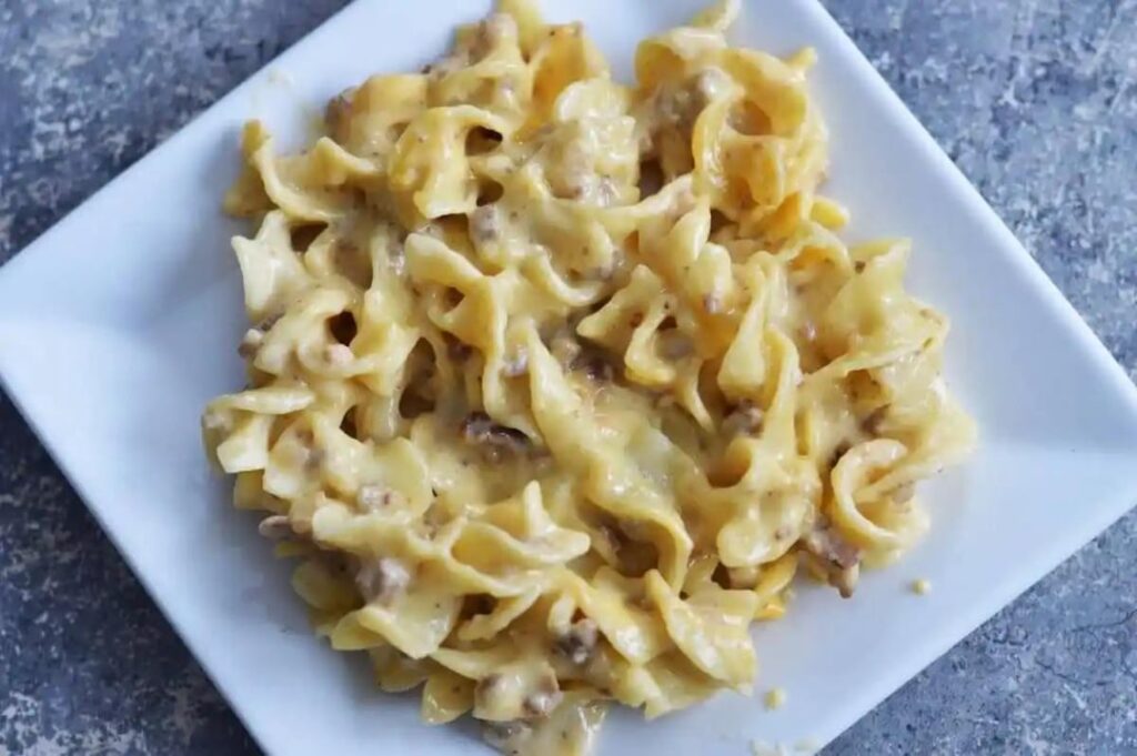 This ground beef + egg noodle recipe is a favorite in my house!