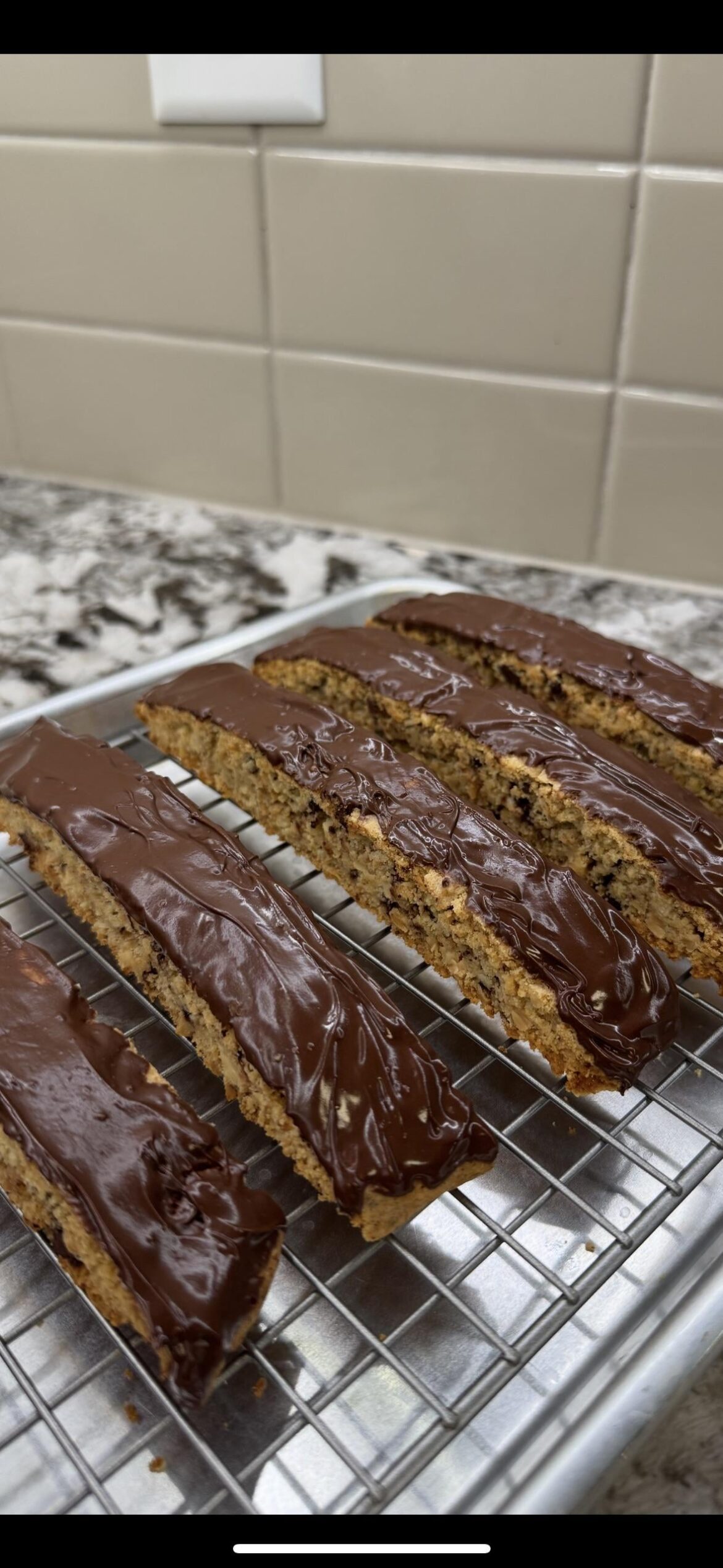 Toasted almond and chocolate biscotti