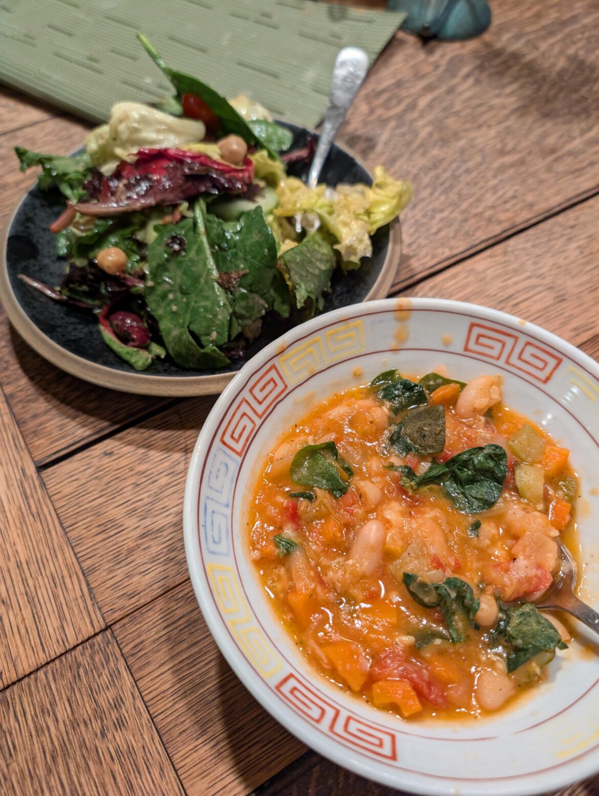 Takeout dinner- soup and salad