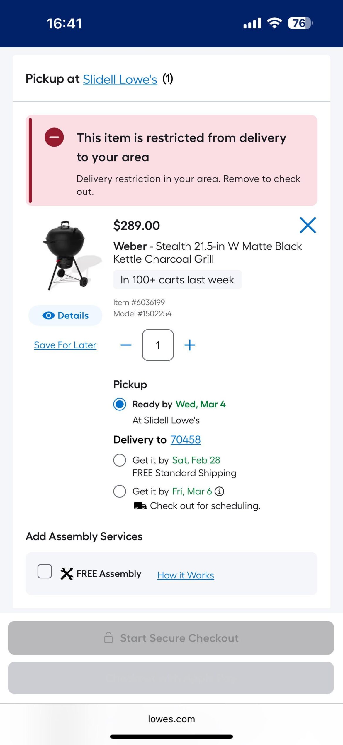 Delivery Restriction?