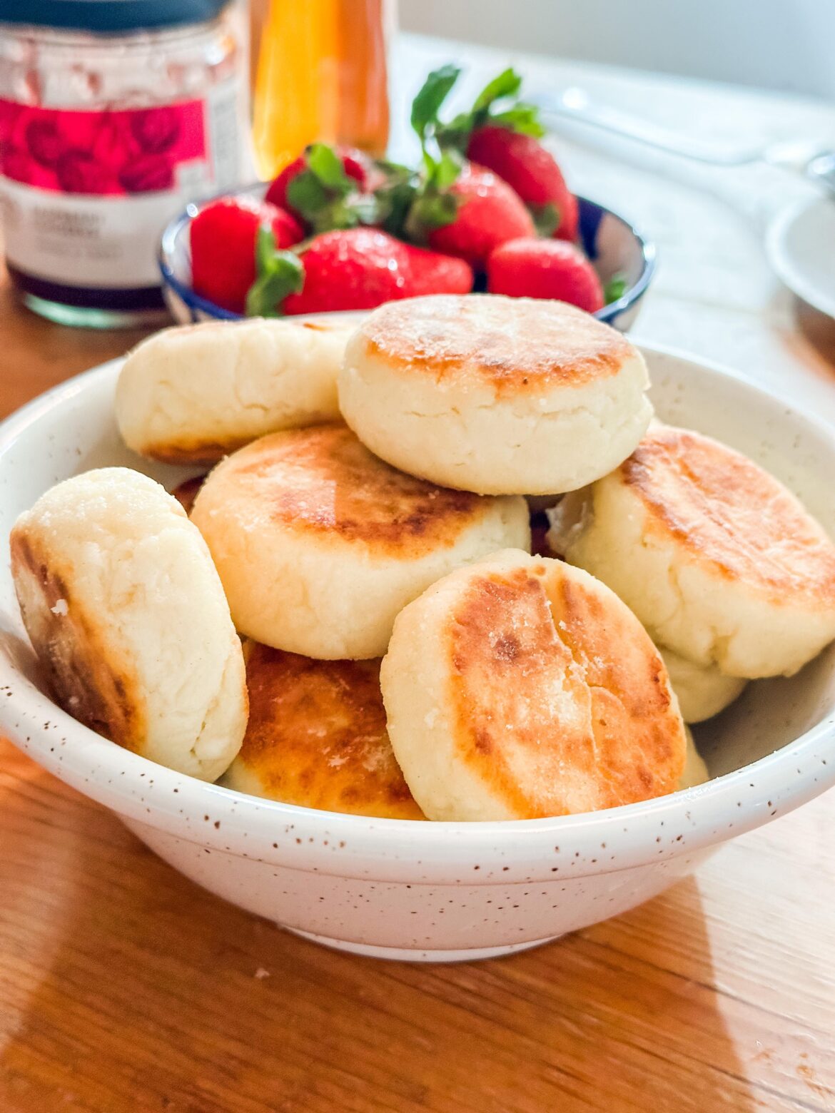 Sweet fried anari cheesecakes. Breakfast for dinner ;)
