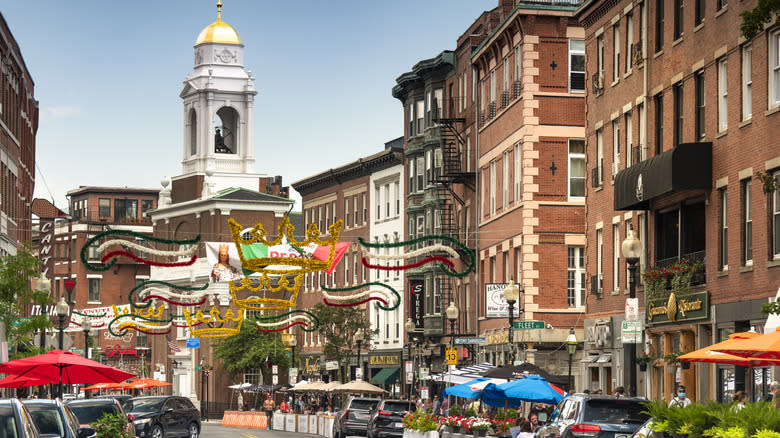 Hanover Street in Boston's North End Little Italy