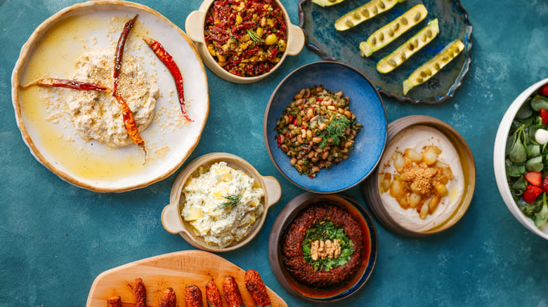 A traditional Turkish and Greek meze table