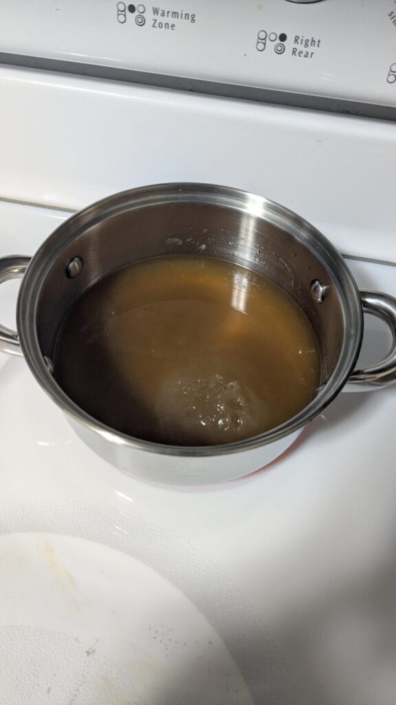 Home-made chicken stock and 30cent ramen