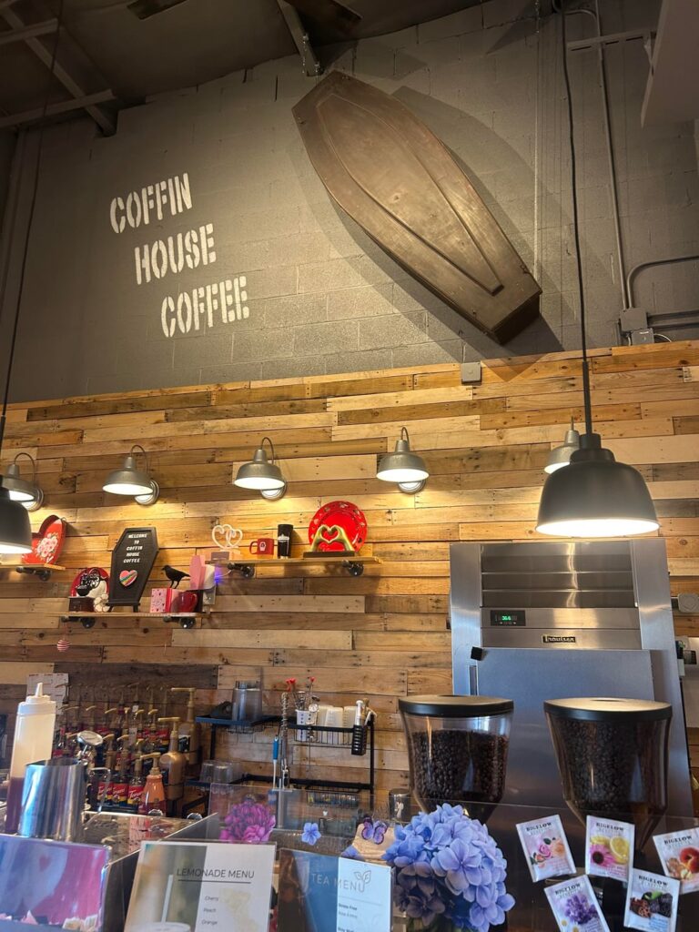 Coffee shop in the back of a funeral home