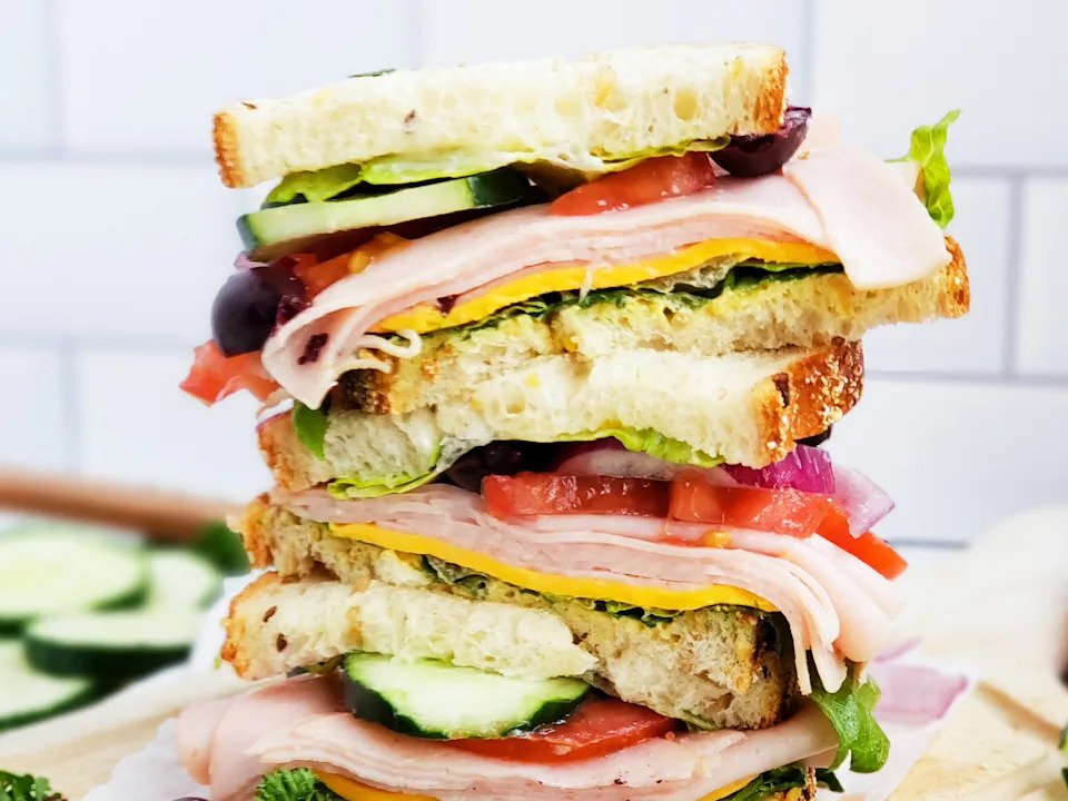Ultimate Mediterranean Turkey Cucumber Sandwich