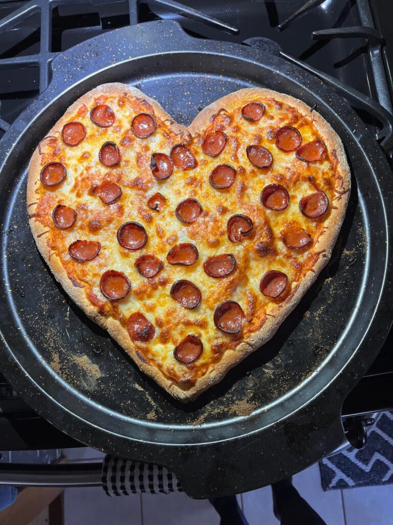My first ever heart pizza!!