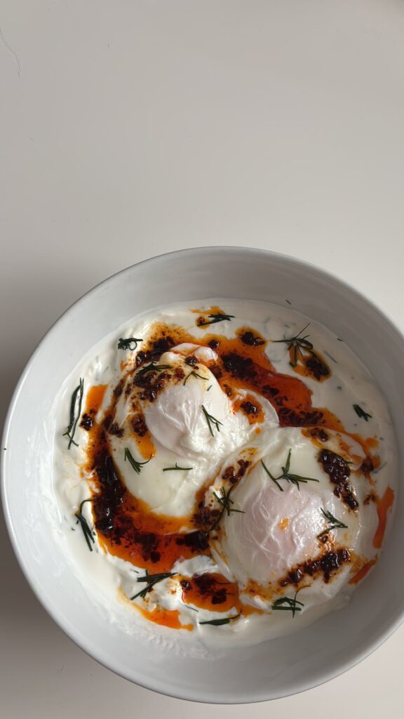 Turkish eggs for breakfast, Love it!!