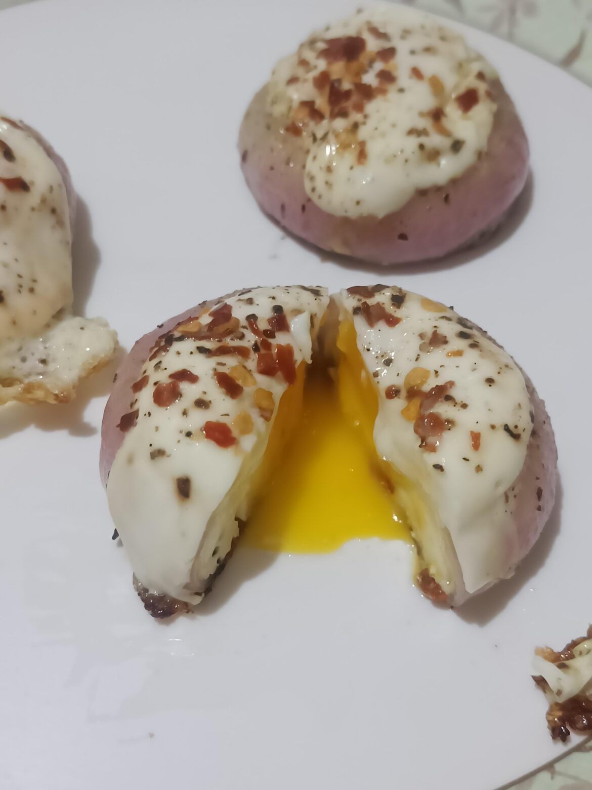 Half Boiled egg in Onion casing