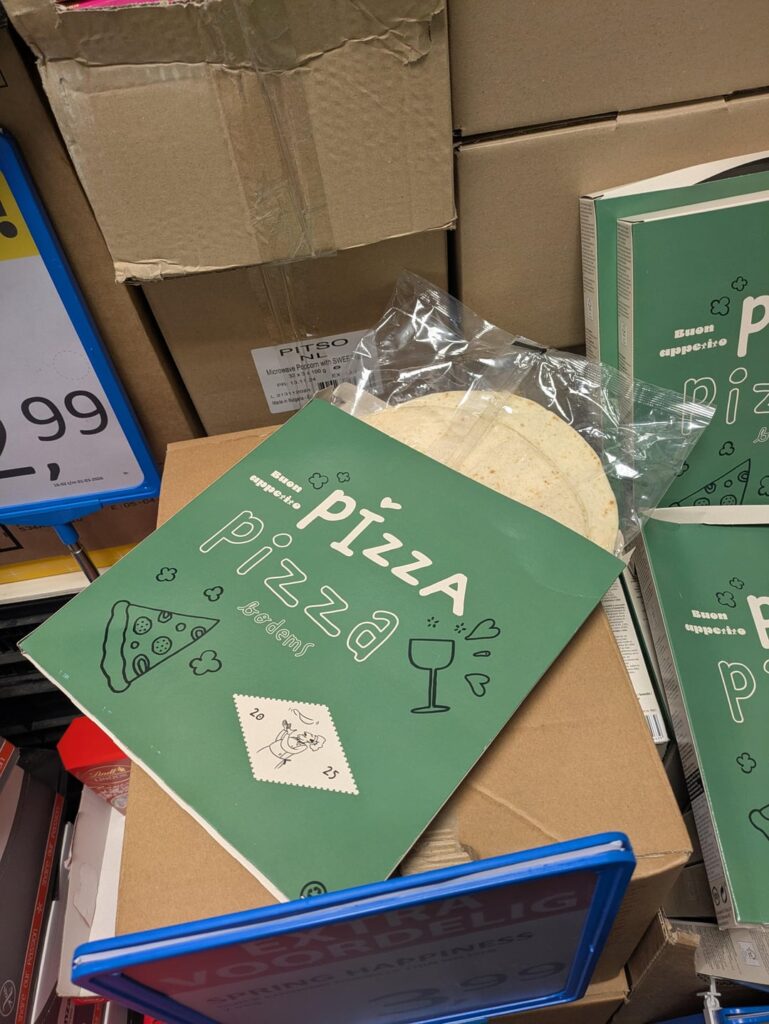 Selling flour tortillas as "crispy pizza base"