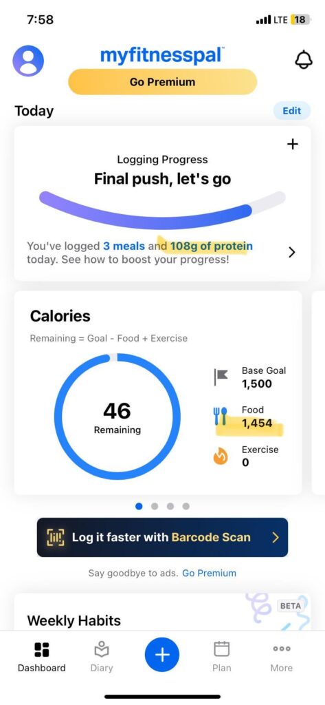 I actually hit my protein goal and stayed within my calories 🥳