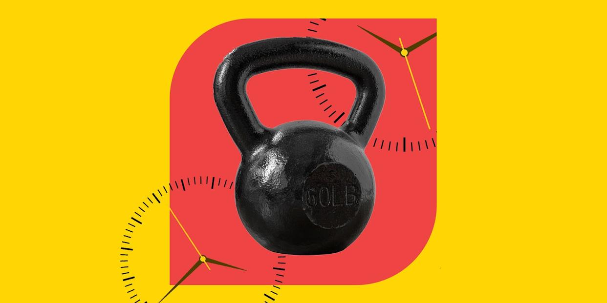 should you eat before you lift, kettlebell and clock