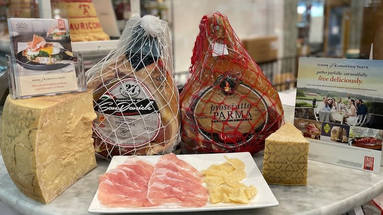 Grana Padano cheese and prosciutto di Parma at Di Palo's Fine Foods in New York City