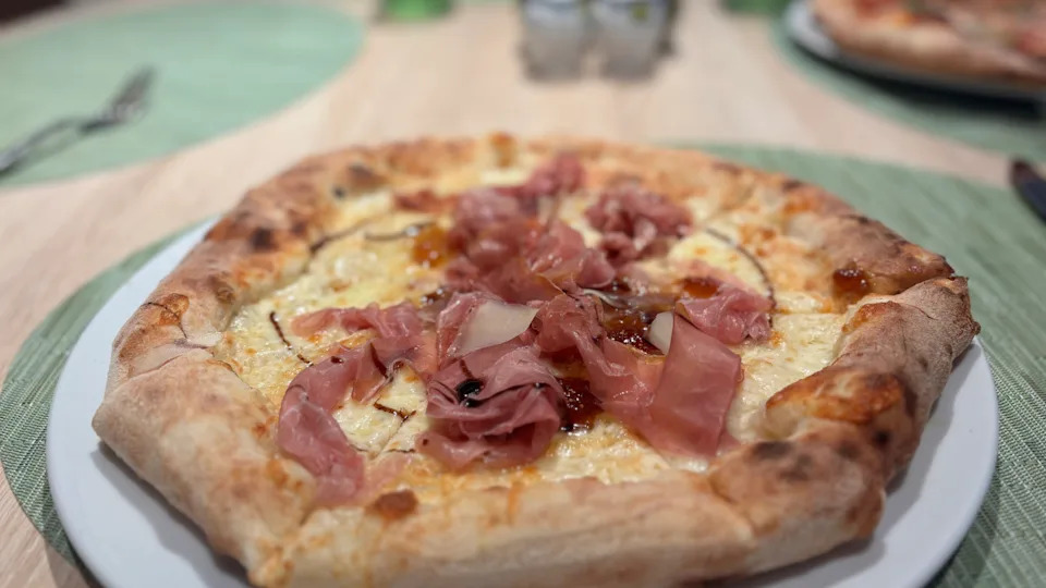 Cal Italia, a pizza created by Tony Gemignani for Princess Cruises, aboard Star Princess. The pizza features prosciutto di parma and sweet fig preserves.Gabriela Arevalo