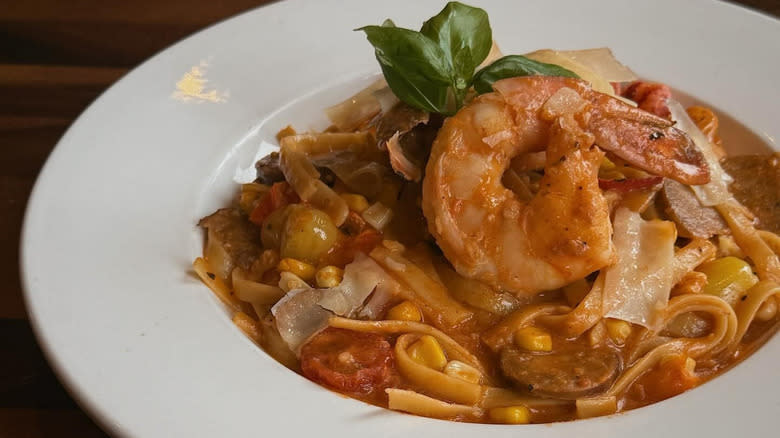 A platre of seafood pasta at R Wine Bar & Kitchen in Sioux Falls